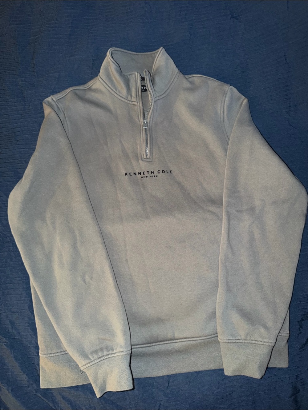 Kenneth Cole Men's Light Gray Quarter Zip Pullover Sweatshirt